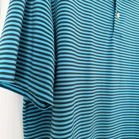 Peter Millar Summer Comfort Golf Polo Blue Stripe Kinloch Logo Men's Large - Picture 4 of 9